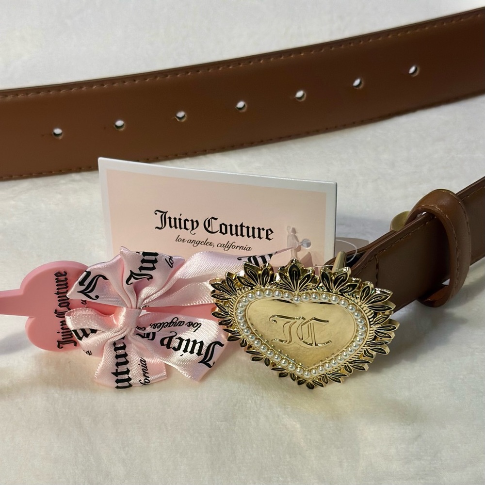 JUICY COUTURE Belt Size L/XL Heart Buckle Gold Tone Pearls NWT Retro Trendy Y2K